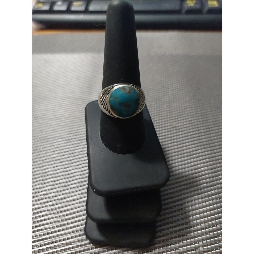 Sterling Silver Oxidized Genuine Turquoise  Ring Sz 9